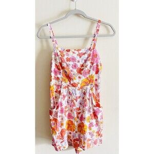NWT Crystal Ball Retro Floral 70s Romper Open Back size M Boho Girly‎ Pockets